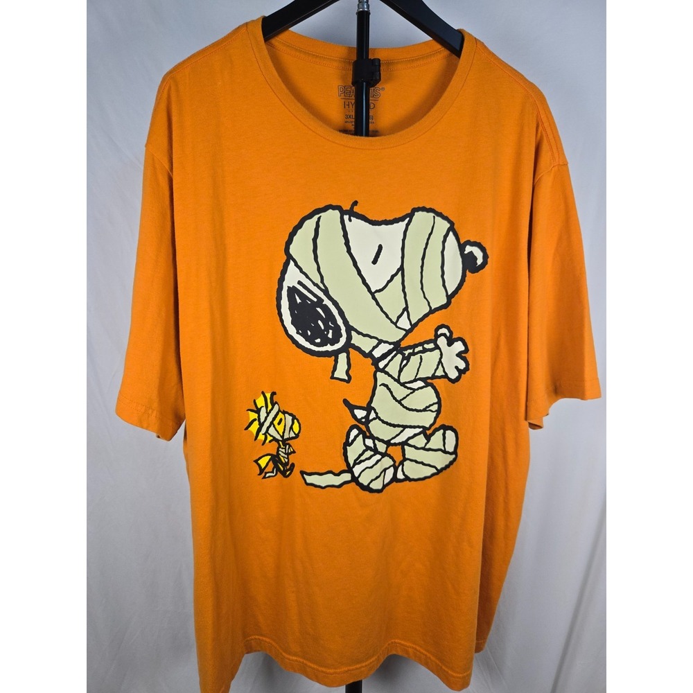 Peanuts Snoopy Woodstock Mummy Halloween T Shirt Sz 3XL Orange Cute Spooky
